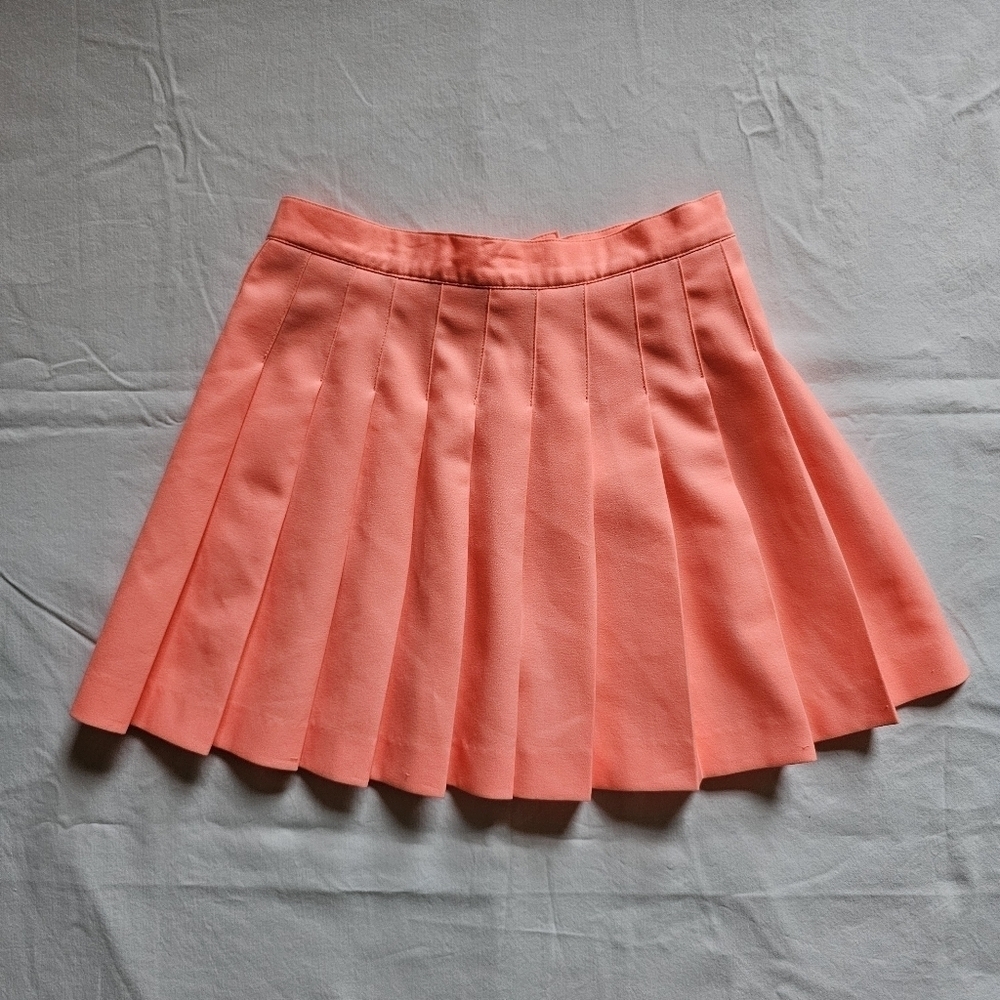 🎾 Vintage IXSPA Jamie Sadock peach neon pleated tennis mini skirt Size 4 - Picture 4 of 11
